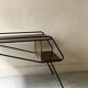 Modernist TV/Hifi table in wood & metal by J. Hitier, French design 1950.