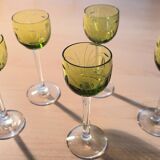 Lot de 5 verres à liqueur vert et transparent