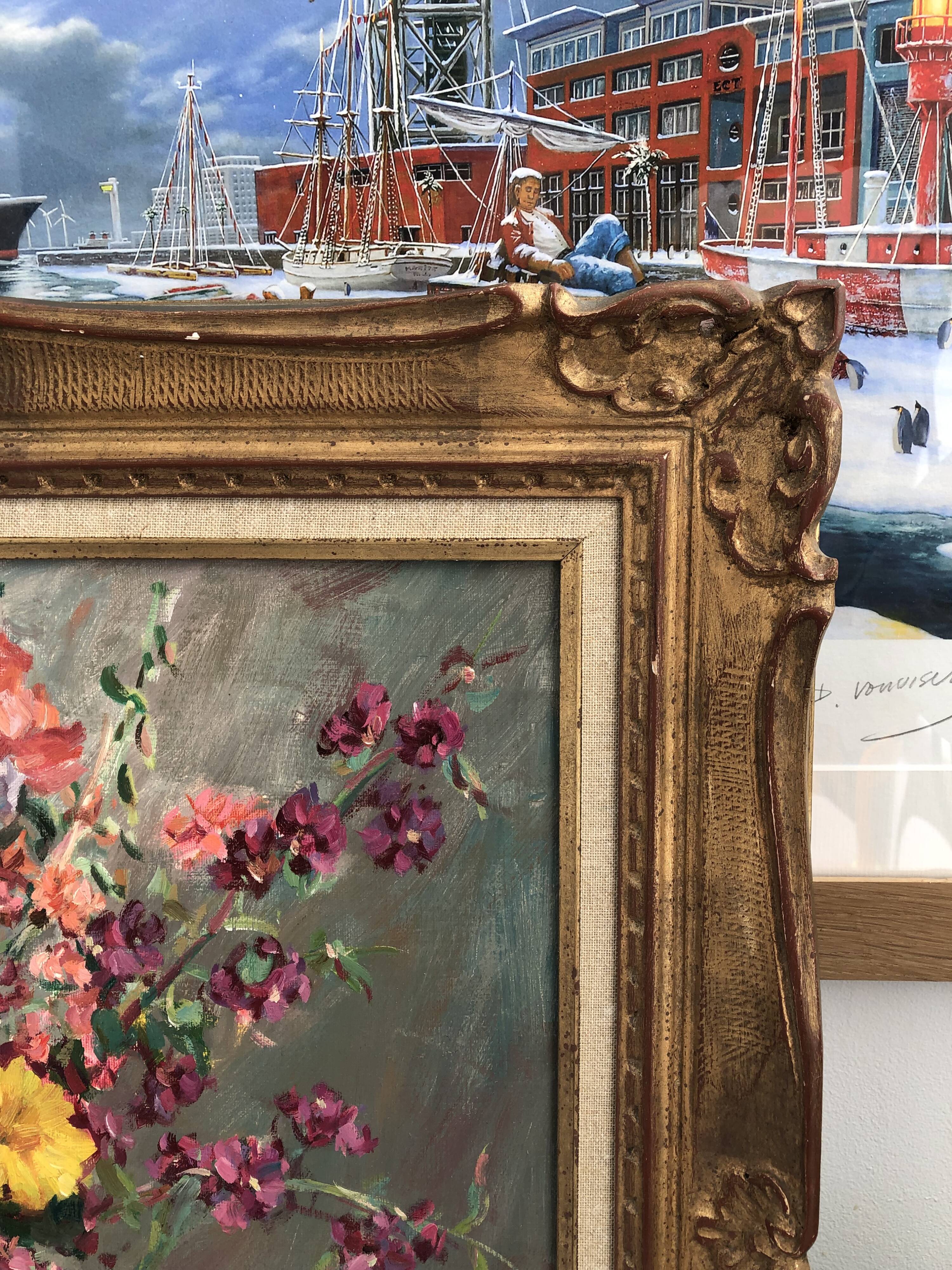 Still life bouquet of flowers oil painting