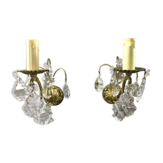 Pair of Bronze And Crystal Applie
