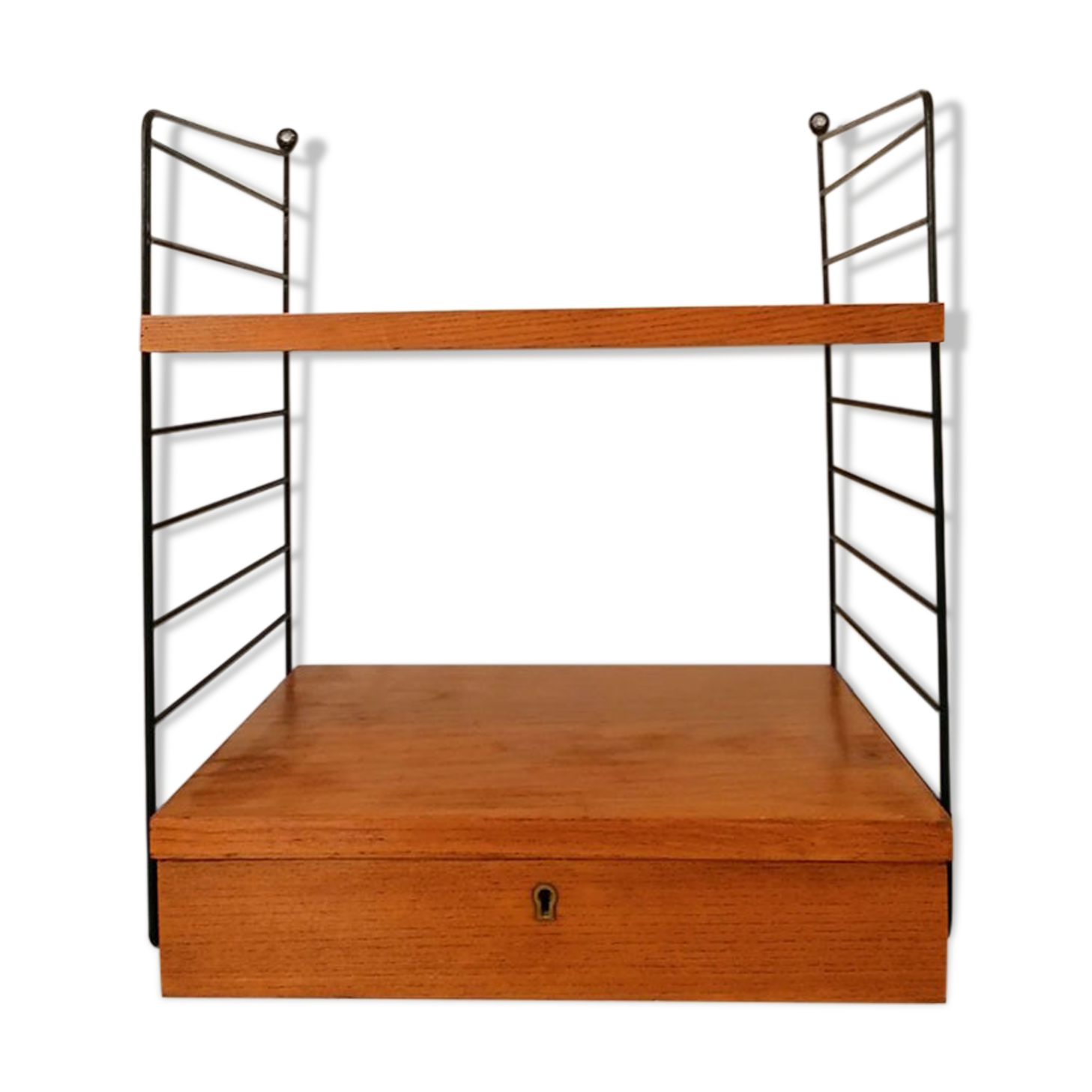 Tomado string shelf with drawer box, stamped