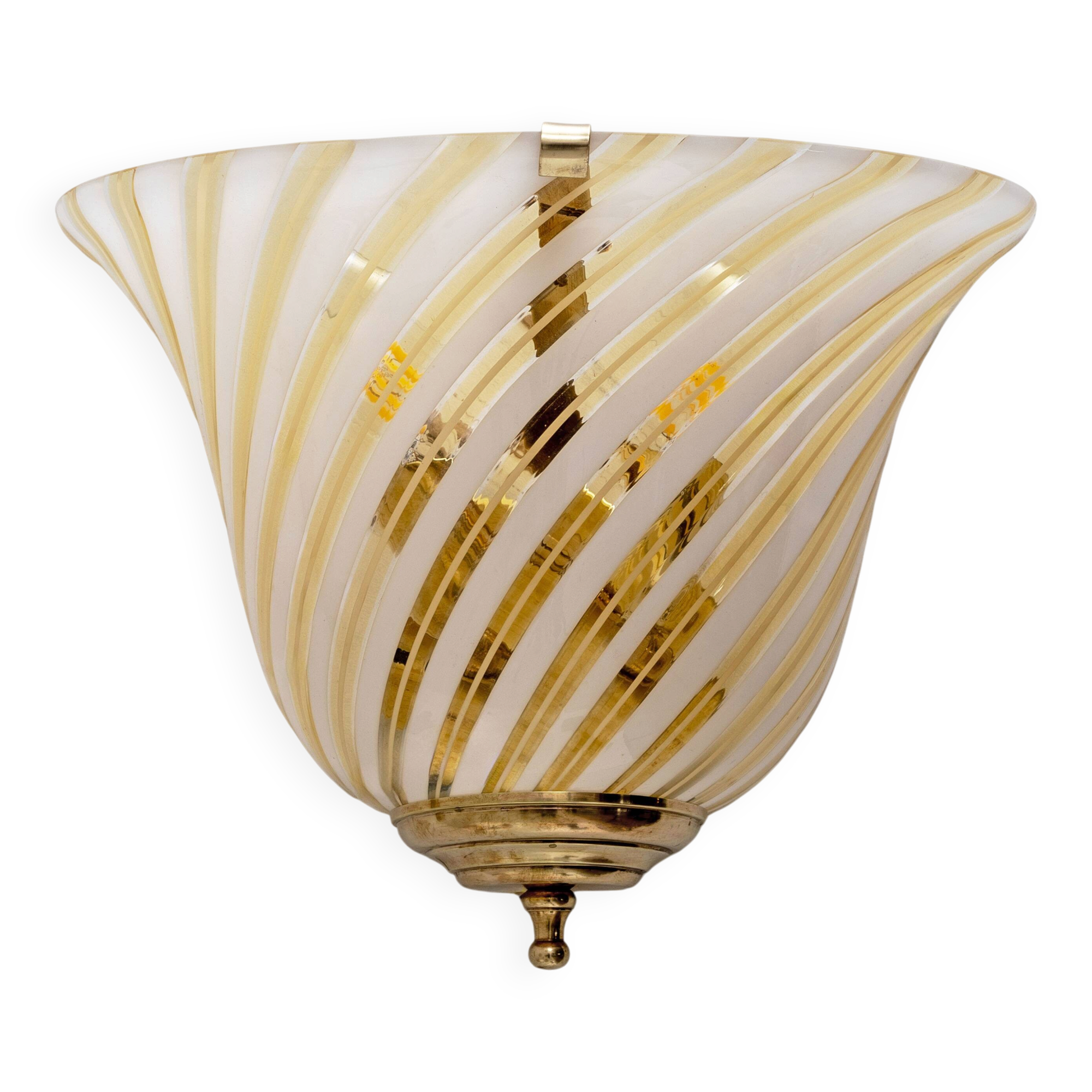 Pair of Murano Glass and Brass Sconces, In the Barovier&Toso Style, 1960s