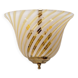 Pair of Murano Glass and Brass Sconces, In the Barovier&Toso Style, 1960s