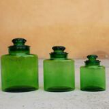 Series of 3 vintage glass jars