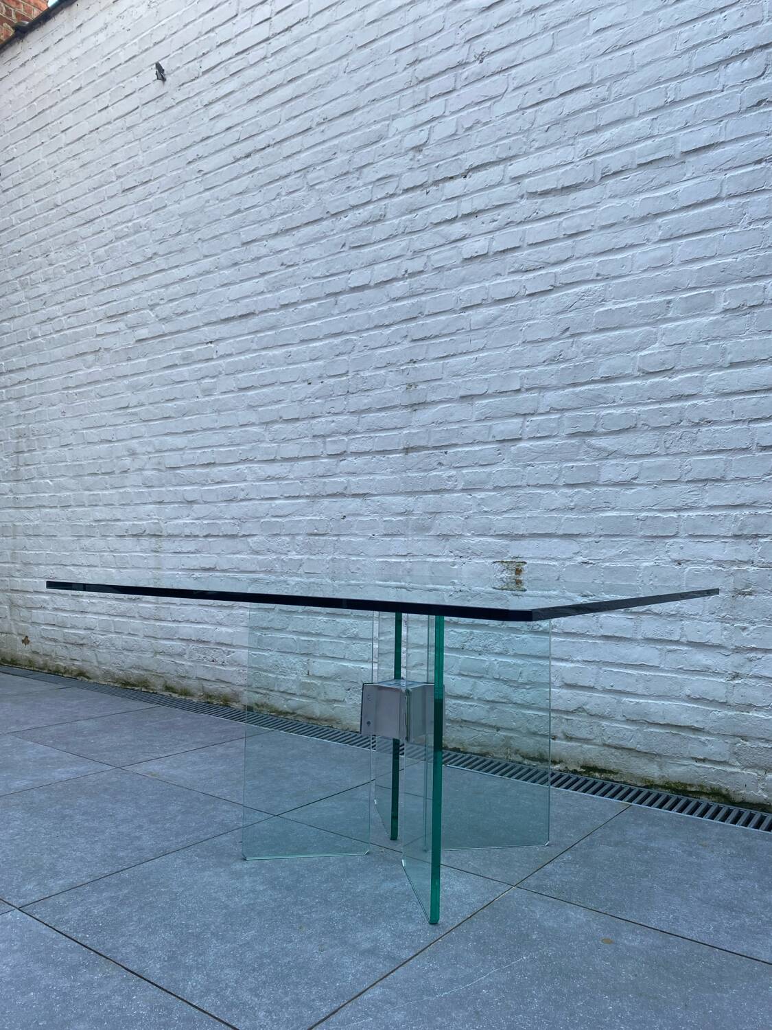 Square glass coffee table by Peter Gyzchy 1970