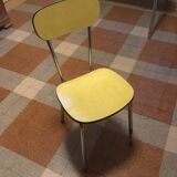 Yellow formica table with extensions and 1 chair