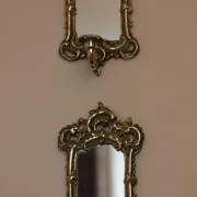 Pair of Mid-Century Swedish Brass Sconces with Mirror