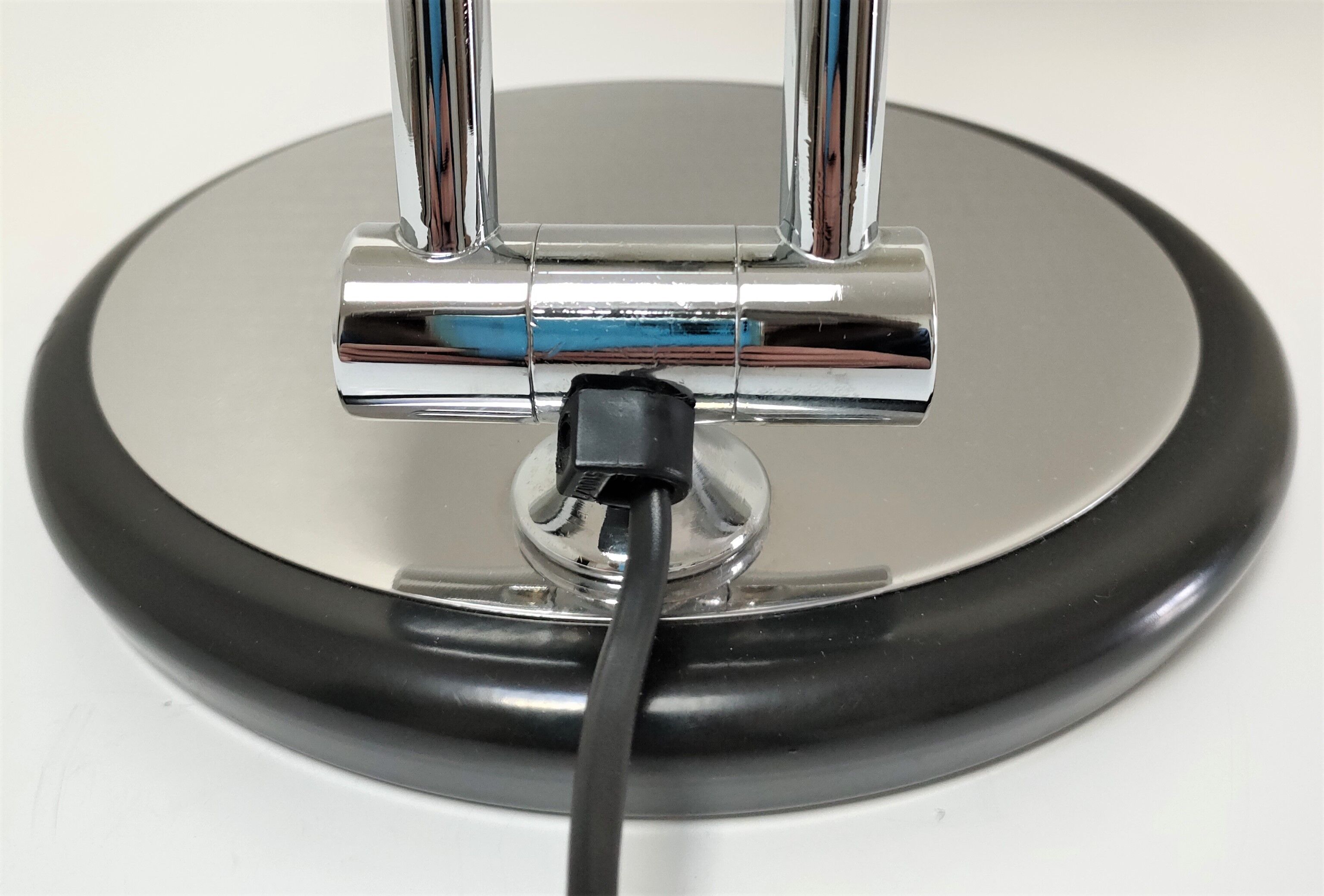 Aluminor lamp chrome metal and matt black design 80s