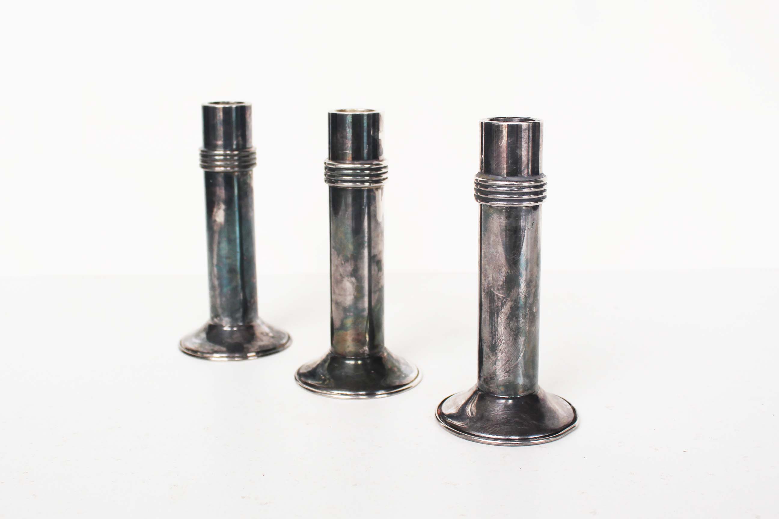 Rare set of silver plated Art deco candle holders by Christian Dior, France 1950's