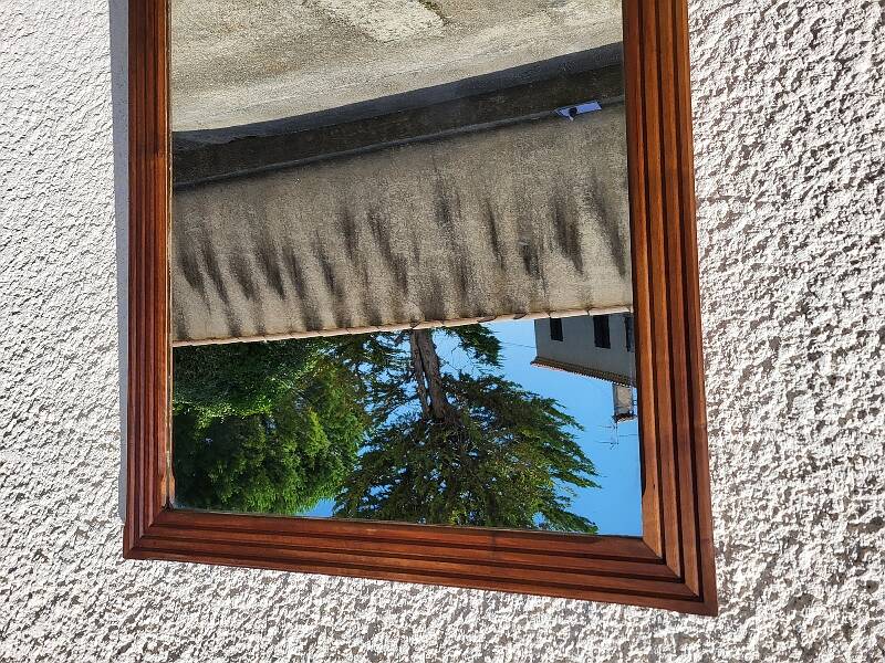 Large old mirror walnut wood frame