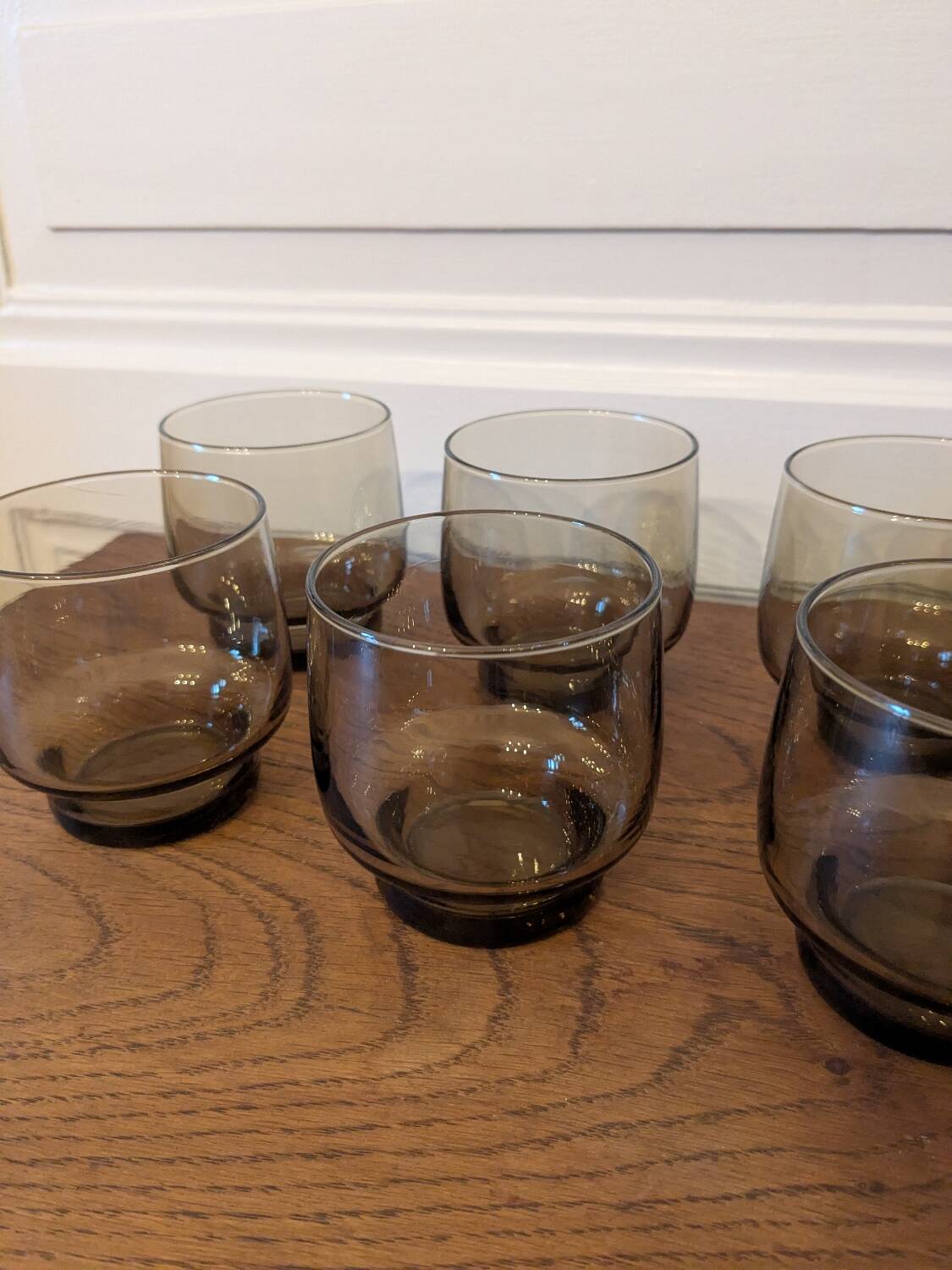 6 smoked glass water glasses