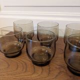 6 smoked glass water glasses
