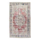 Tapis vintage doux rouge et bleu 7x11, 205x344 cm