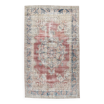 7x11 Vintage Soft Red & Blue Vintage Area Rug, 205x344 Cm