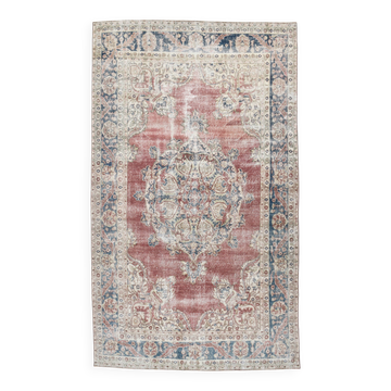 Tapis vintage doux rouge et bleu 7x11, 205x344 cm