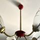 1960s red and gold 4-light chandelier