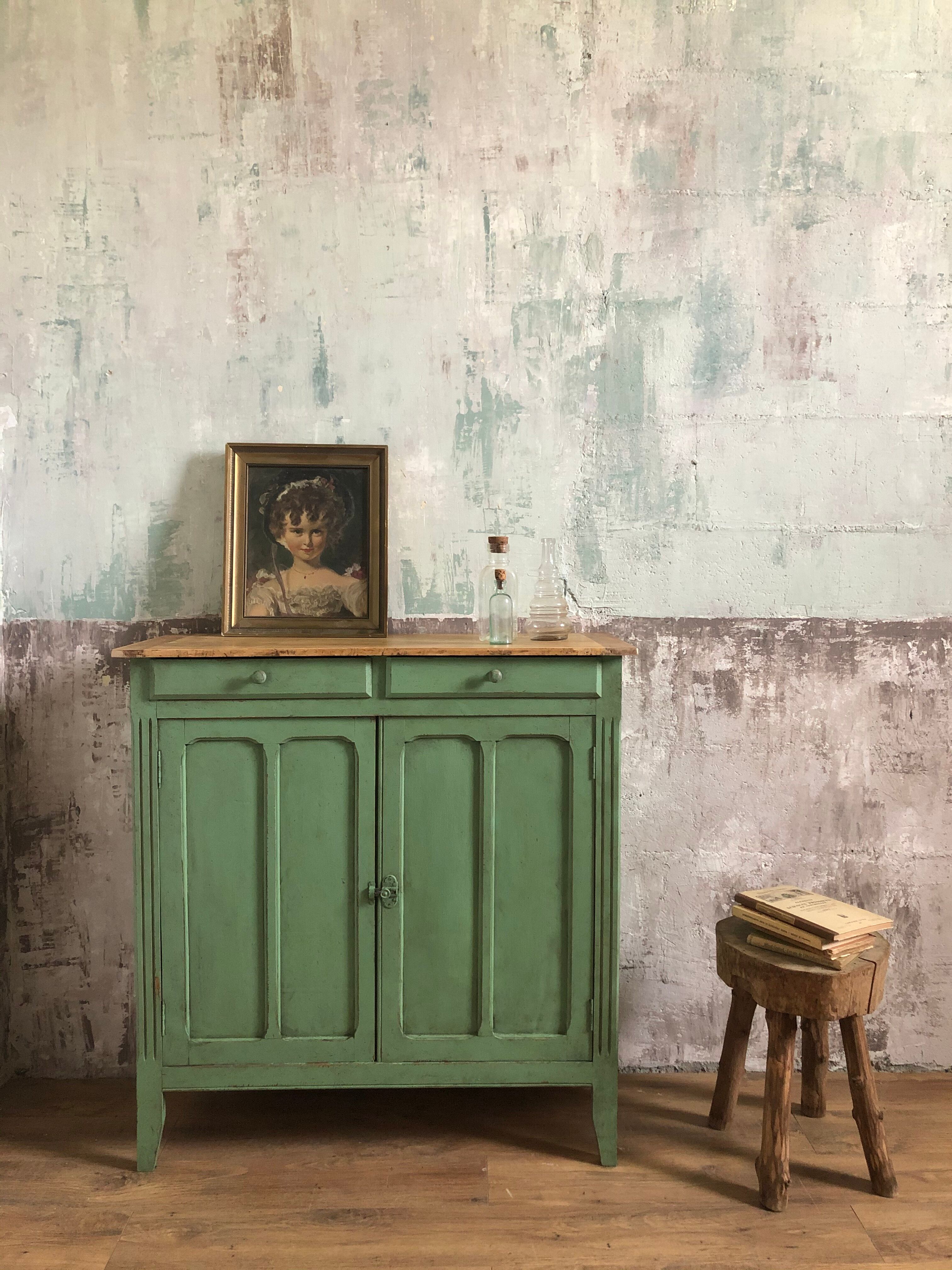 Parisian buffet, aged green patina