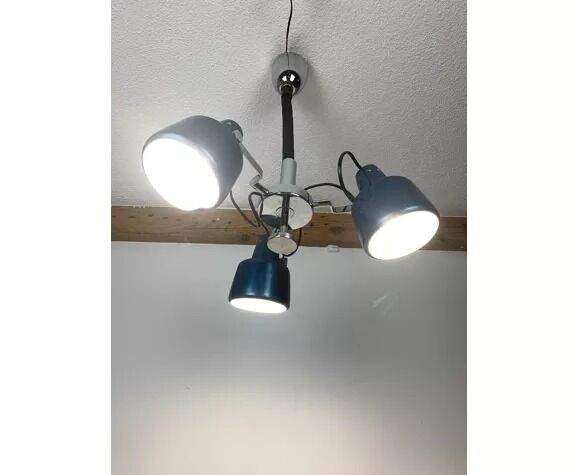 Rolly chandelier 3 blue adjustable spots, 70s