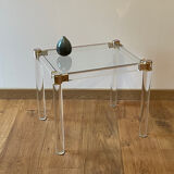 Bedside table, end table in plexiglass and glass, 1970