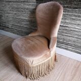 Small armchair toad in taupe velvet