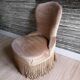 Small armchair toad in taupe velvet