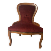 Fauteuil ancien style Louis XV – Velours bordeaux – Très bon état