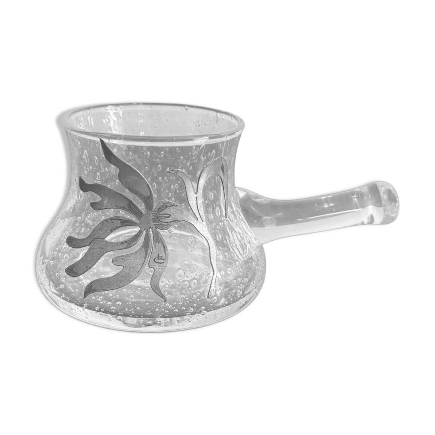 Pot à lait en verre bullé style Murano, signé