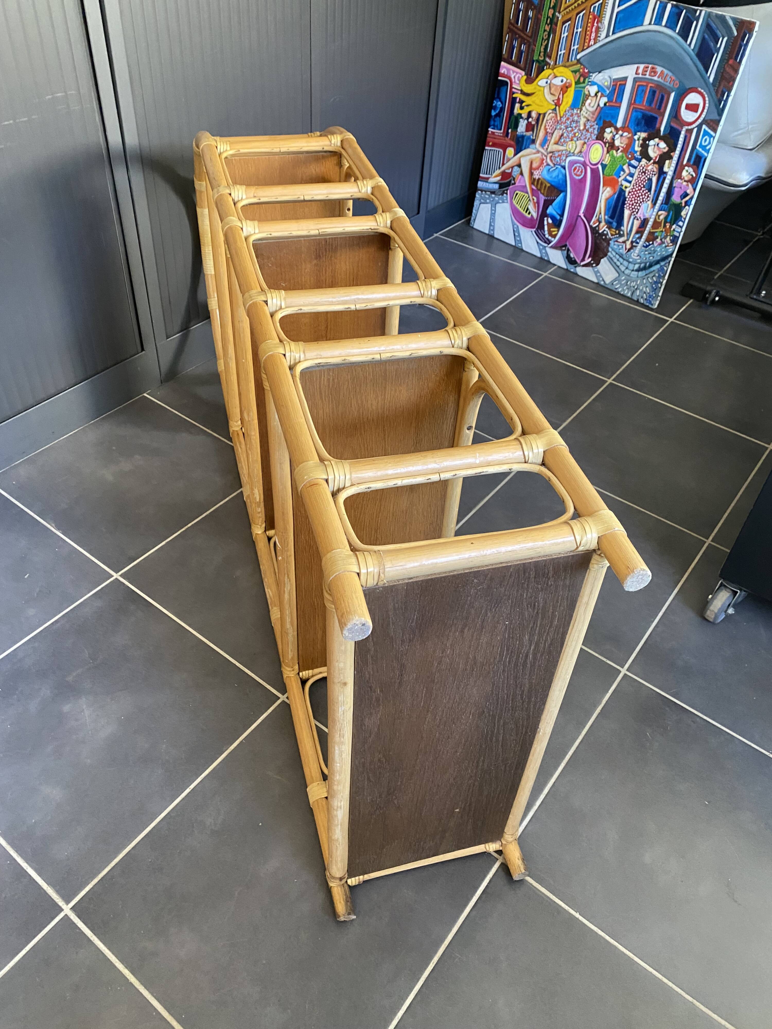 Vintage 1970s rattan bookshelf