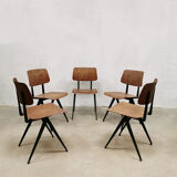 Set of 5 vintage industrial stacking school chairs Galvanitas model S16