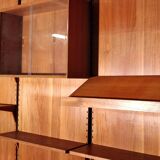Library modular wall shelf in teak