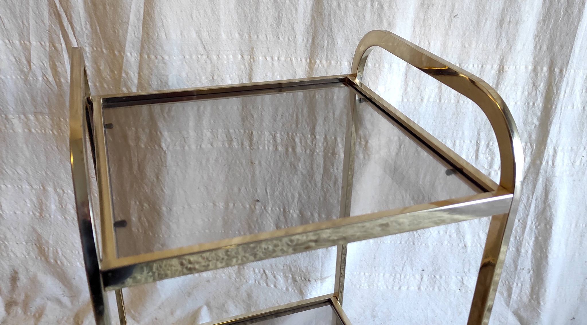 Gold metal and smoked glass side table - 1970s/80s
