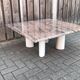 Italian modernist red travertine and metal square coffee table 1970s