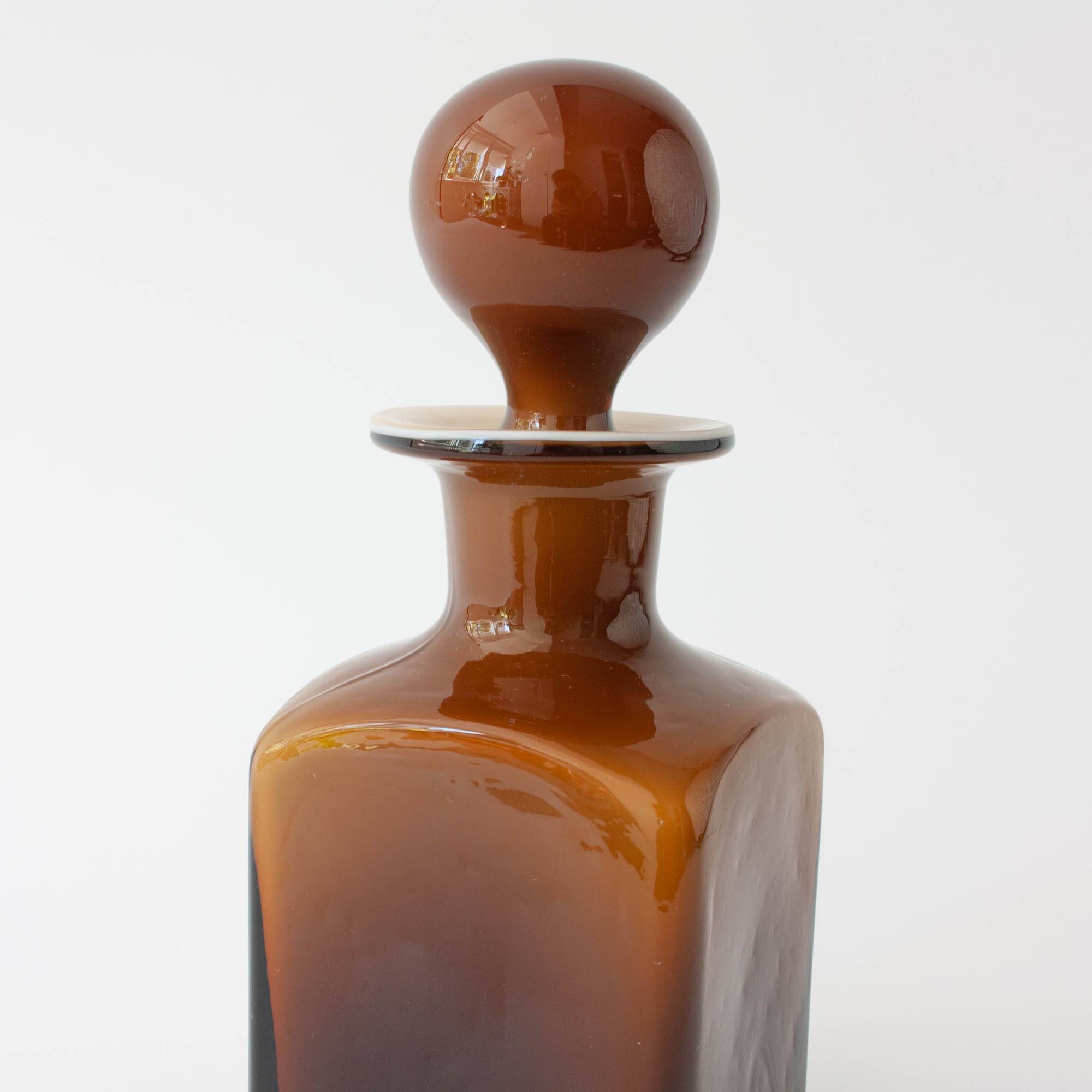 Vintage 1960s Brown Opaline Glass Bottle from Marinha Grande