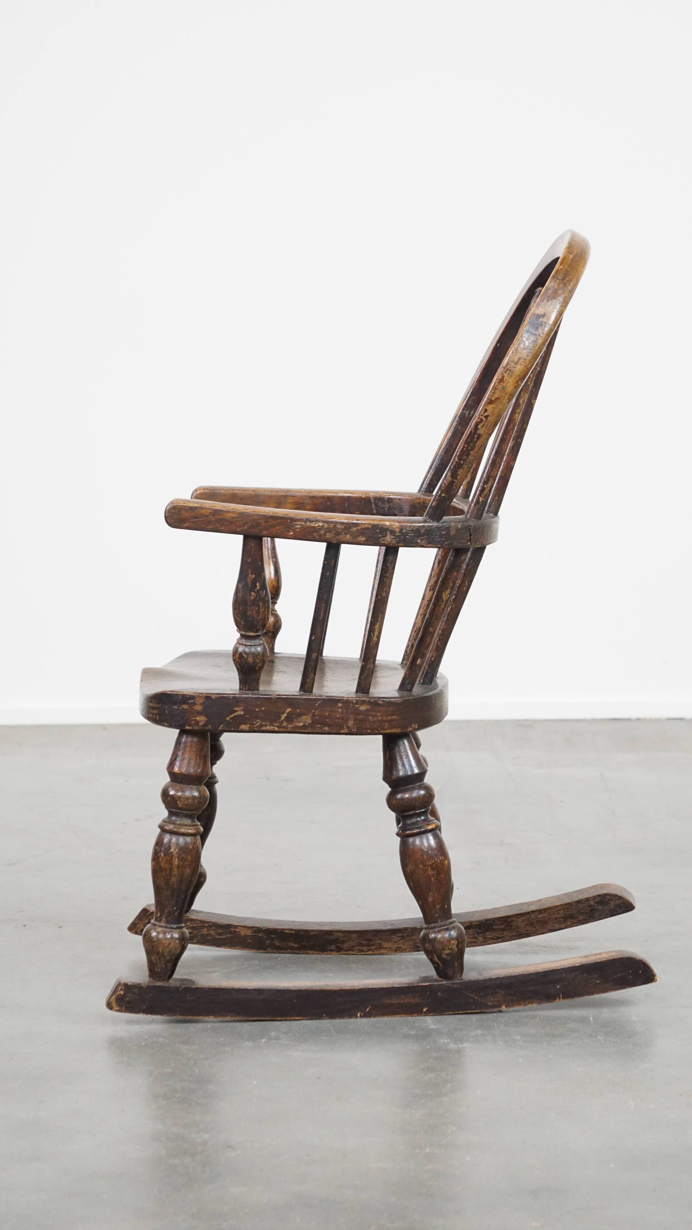 Early 19th century antique English Windsor children's rocking chair