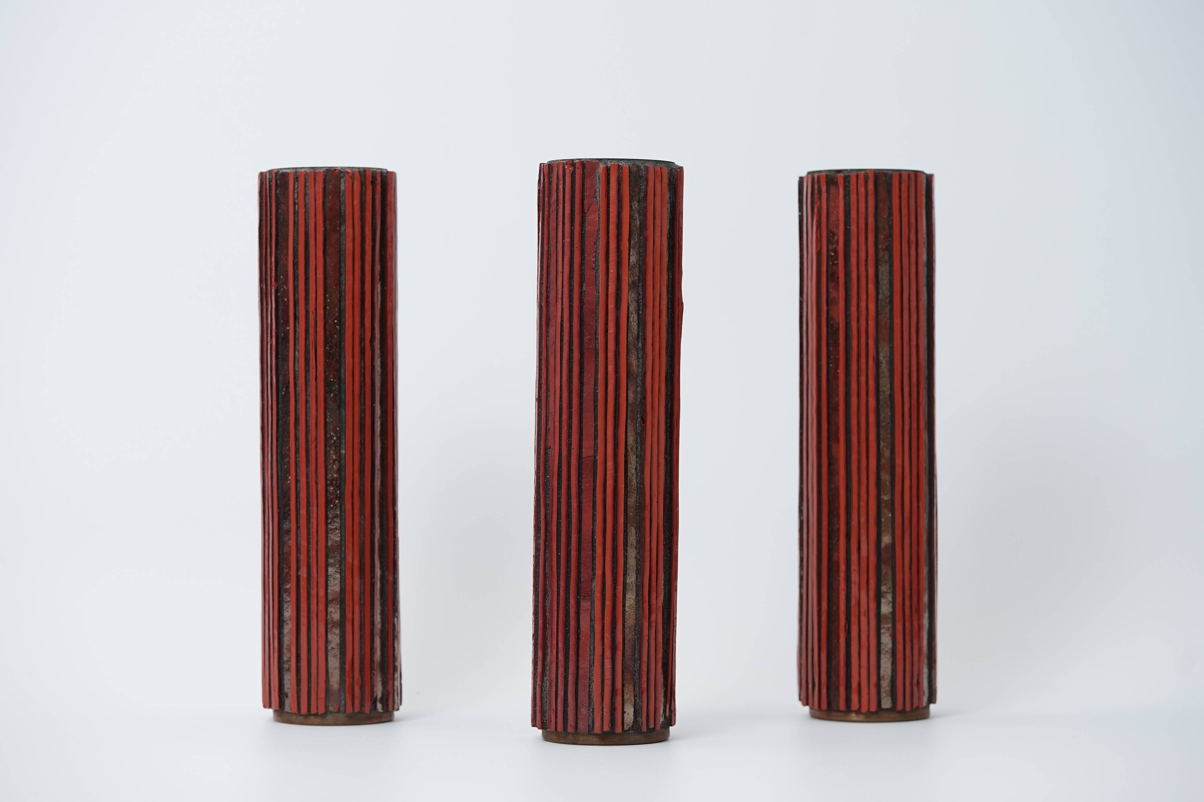Pottery Mosaic Vases by W. Zimmermann for Ritter Set of 3