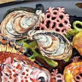 Large Vallauris slip dish 57x25 cm lobster fish