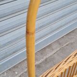 Vintage wicker log basket on vintage wheels