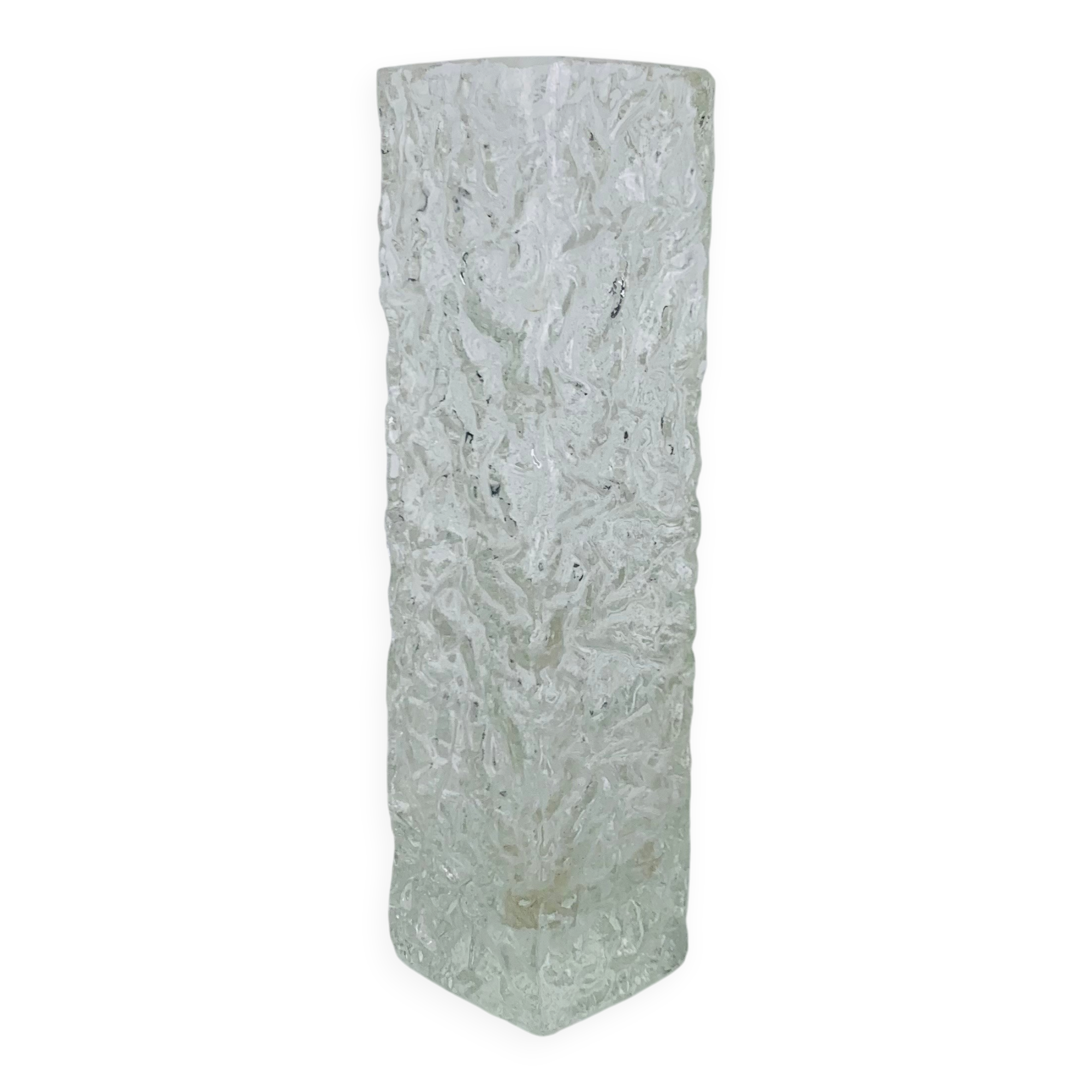 Vase verre moulé texturé années 60, style Sklo Union