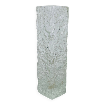 Textured moulded glass vase from the 1960s, Sklo Union style.