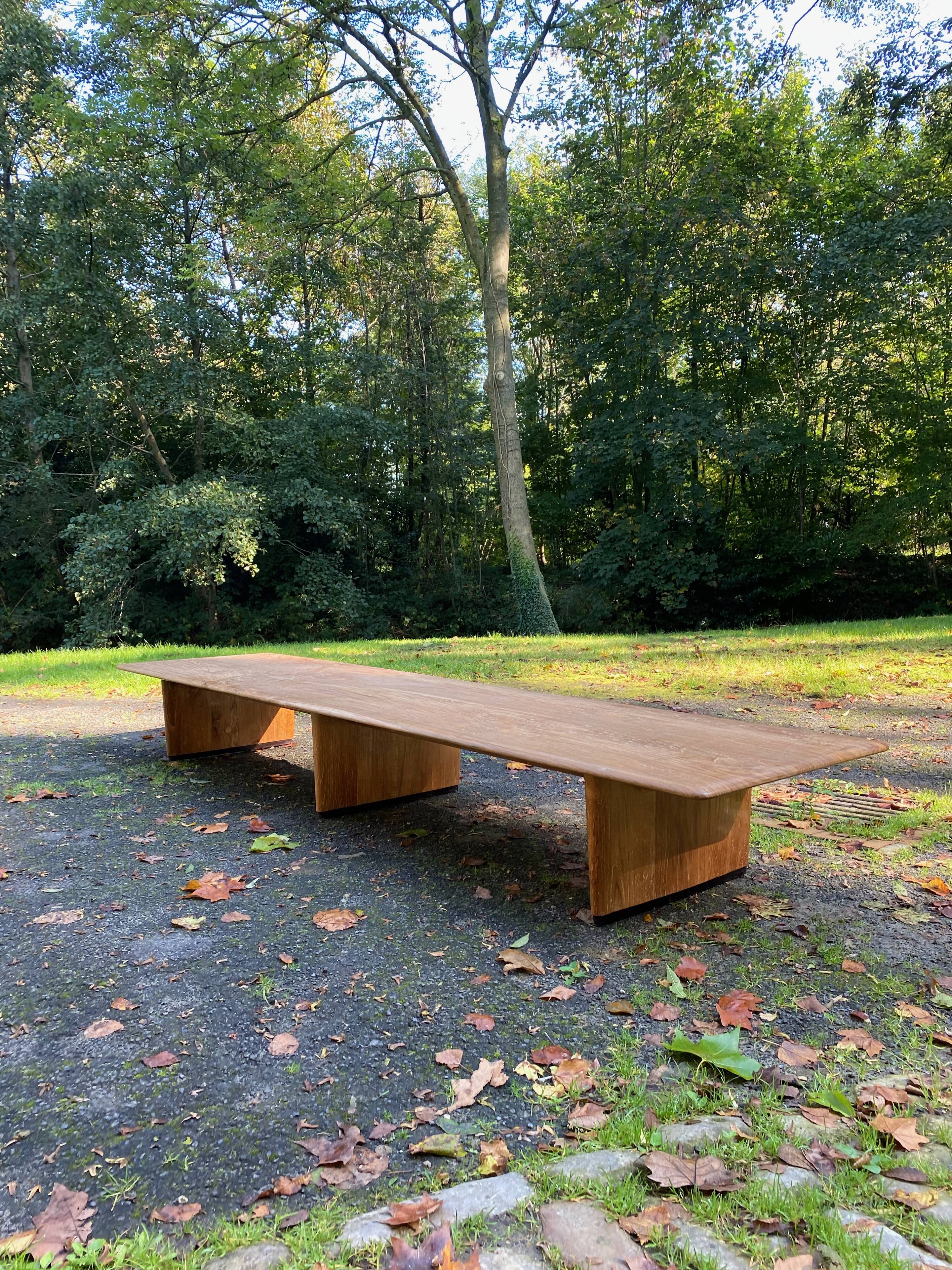 Long teak coffee table