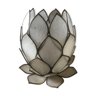 Mother-of-pearl and brass candlestick