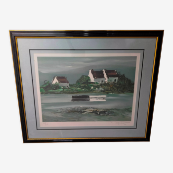 Georges Laporte lithograph signed and numbered landscape of brittany