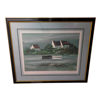 Georges Laporte lithograph signed and numbered landscape of brittany