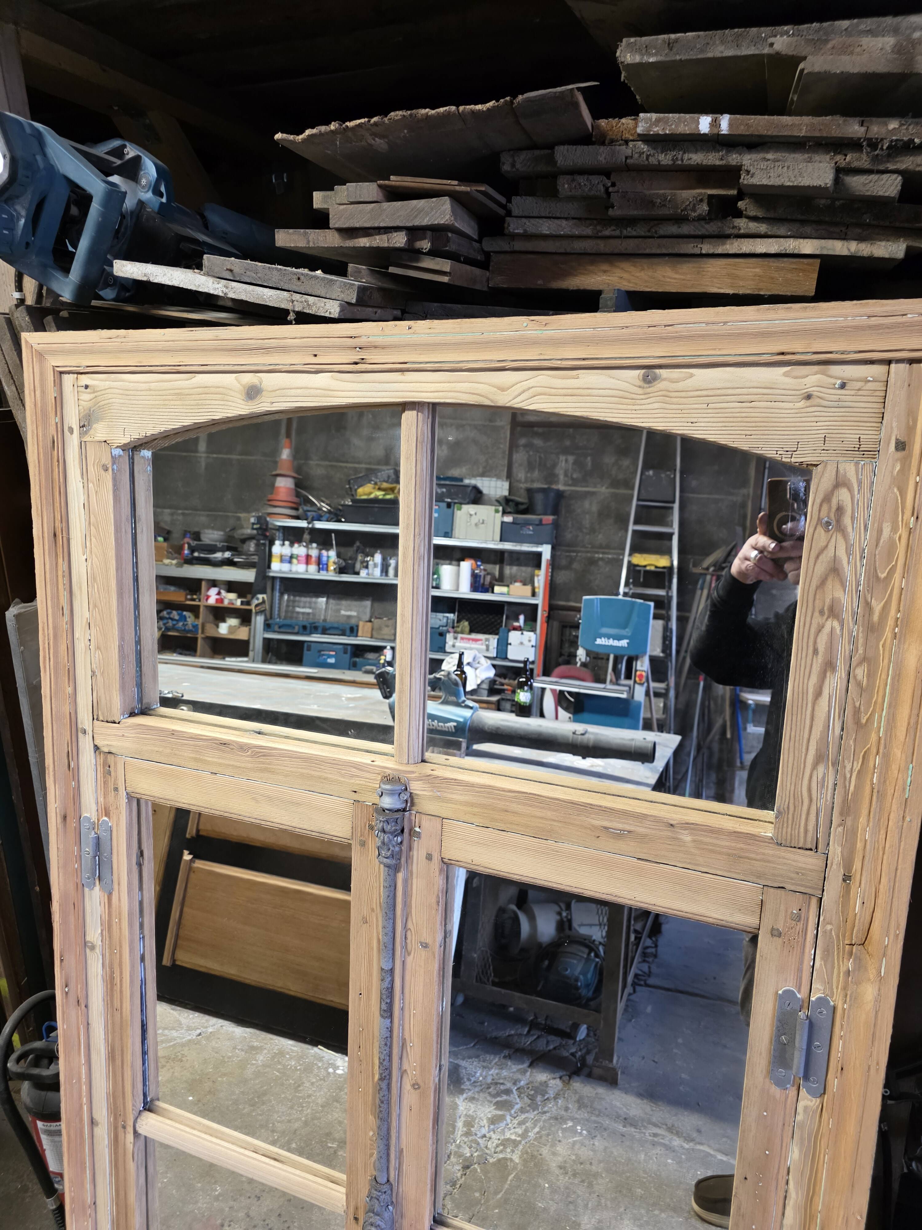 Pine window mirror from the 19th century.