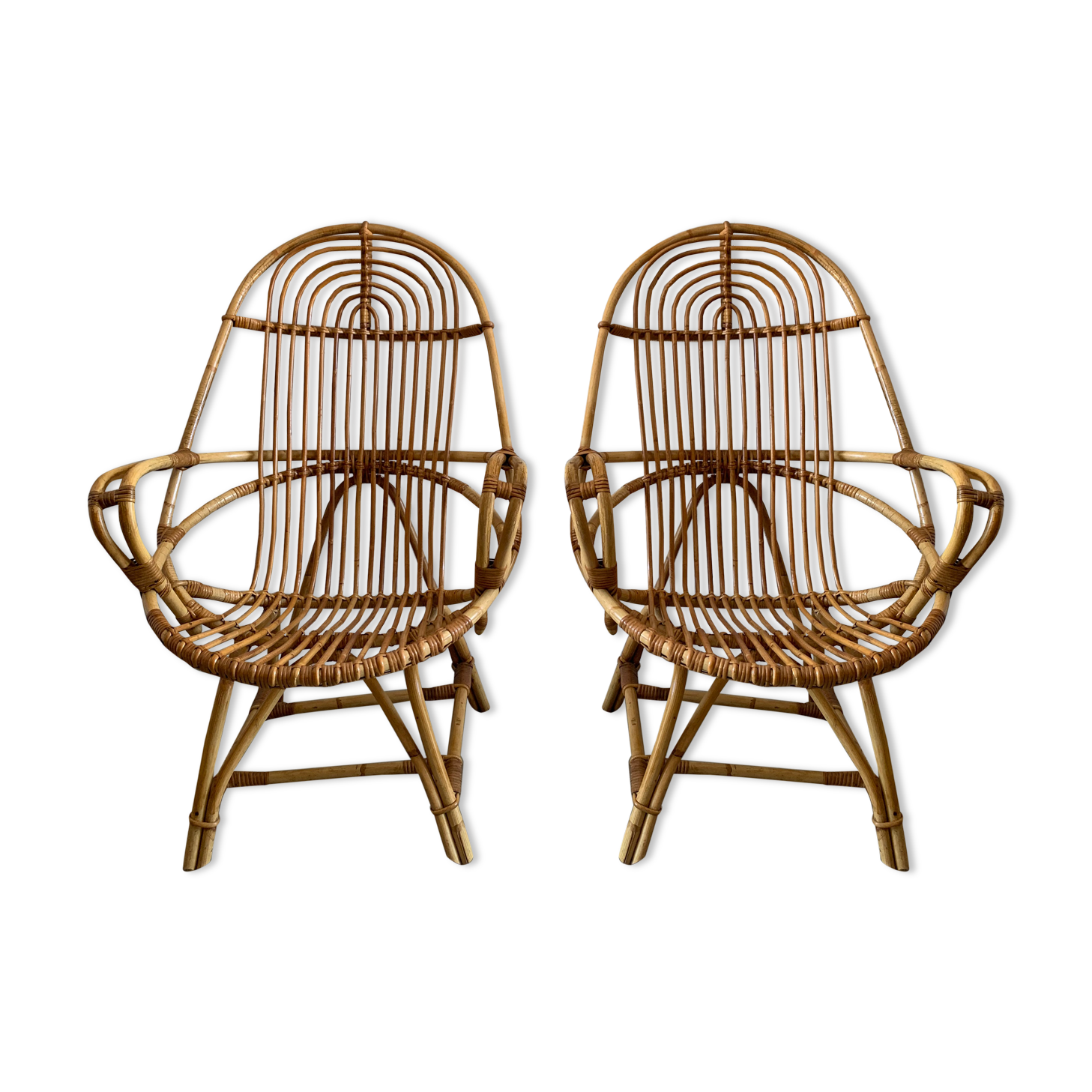 Pair of rattan armchairs
