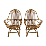 Pair of rattan armchairs