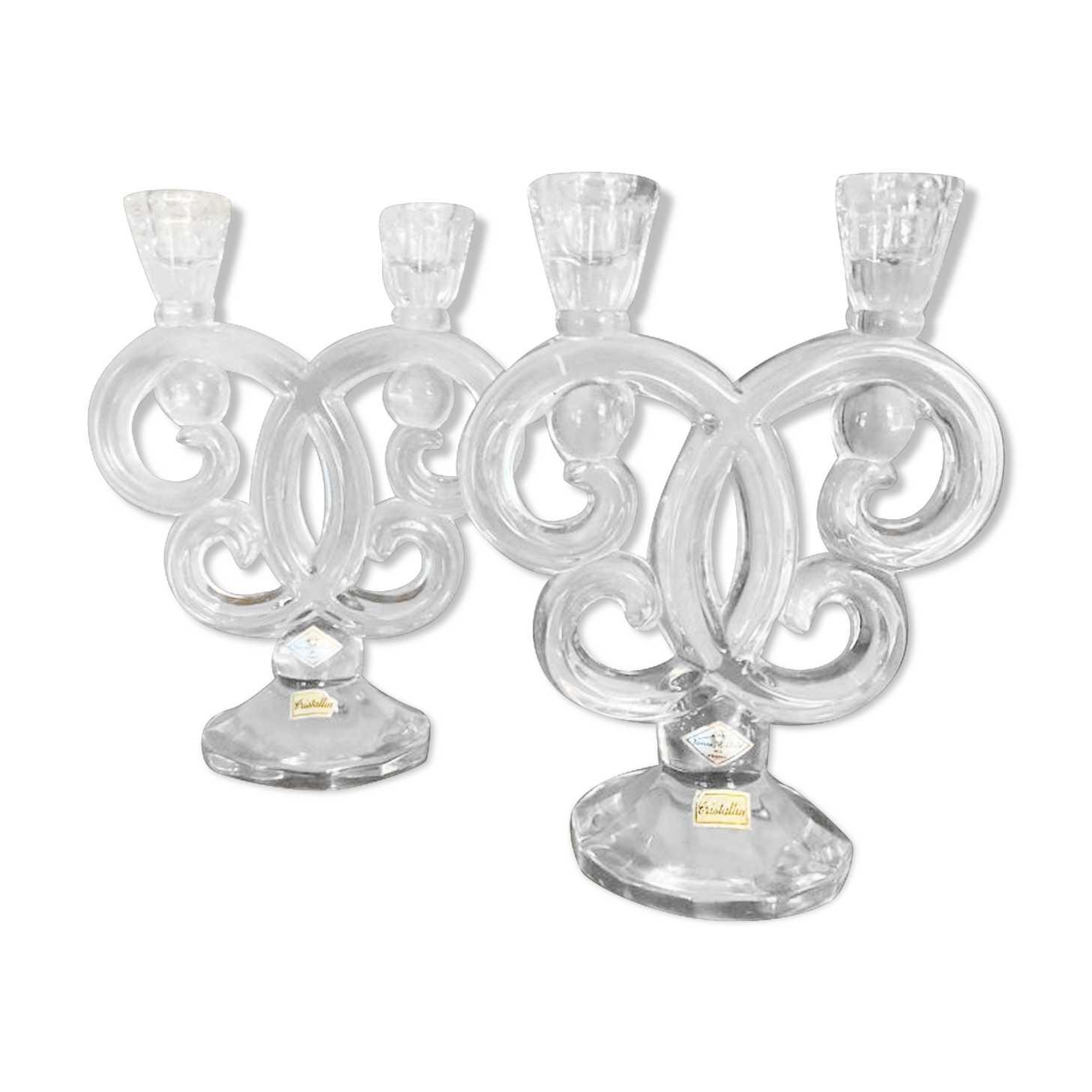 Paire bougeoirs cristal Vannes