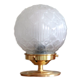 Lampe à poser laiton globe verre ancien