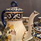 Tea service full coffee earthenware Quimper Henriot cups sugar bowl pot milk jar