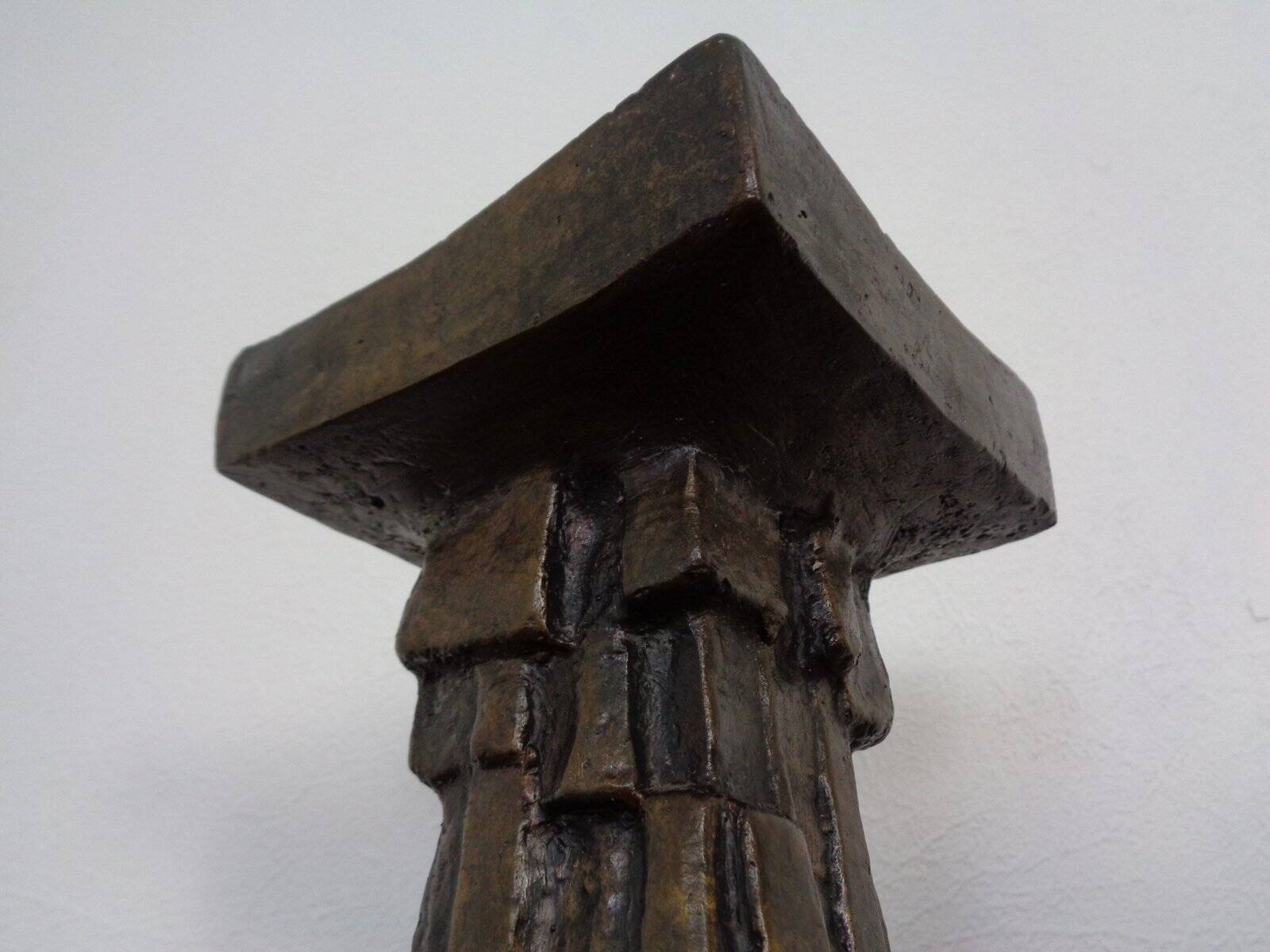 Large Brutalist German Bronze Candleholders, 1960s, Set of 2